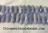 CNG3212 10*25mm - 12*45mm faceted nuggets blue lace agate beads