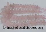 CNG3216 10*25mm - 12*50mm faceted nuggets rose quartz beads