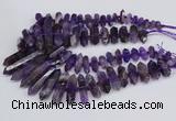 CNG3218 15.5 inches 10*25mm - 12*50mm faceted nuggets amethyst beads