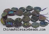 CNG3276 22*30mm - 30*40mm freeform plated druzy agate beads