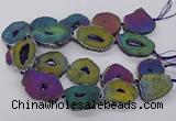 CNG3296 30*35mm - 35*40mm freeform plated druzy agate beads