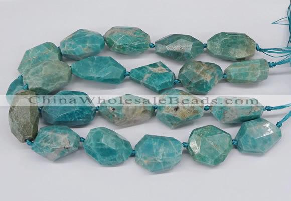 CNG3315 25*30mm - 30*45mm faceted freeform amazonite beads