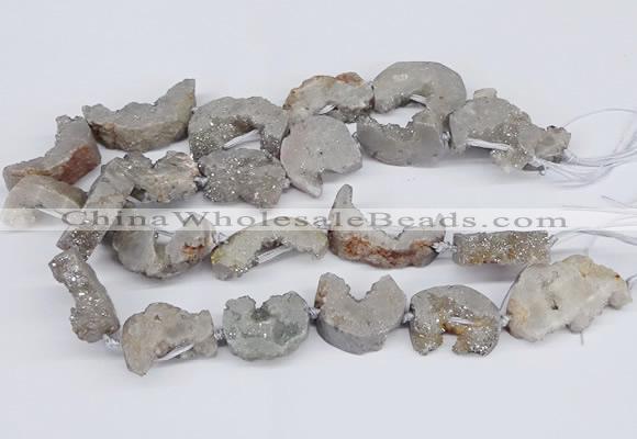 CNG3373 20*30mm - 30*45mm freeform plated druzy agate beads