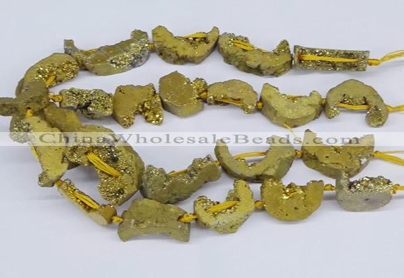 CNG3379 20*30mm - 30*45mm freeform plated druzy agate beads