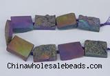 CNG3478 15.5 inches 30*40mm freeform plated druzy agate beads
