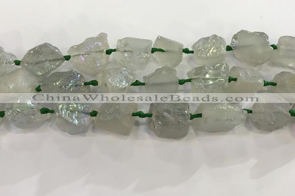 CNG3546 15*20mm - 20*25mm nuggets plated rough white crystal beads