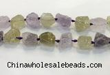CNG3575 18*20mm - 25*30mm nuggets rough amethyst & lemon quartz beads