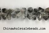 CNG3586 15*20mm - 15*30mm faceted nuggets black rutilated quartz beads