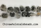 CNG3587 15*20mm - 18*25mm nuggets black & white rutilated quartz beads