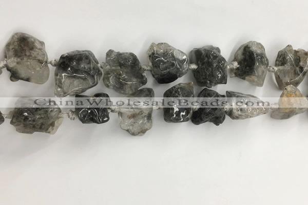 CNG3587 15*20mm - 18*25mm nuggets black & white rutilated quartz beads