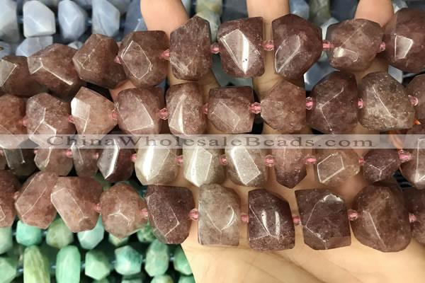 CNG3606 13*20mm - 15*24mm faceted nuggets strawberry quartz beads