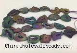 CNG3648 15.5 inches 22*30mm - 30*40mm freeform plated druzy agate beads