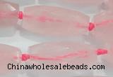 CNG374 15.5 inches 15*35mm faceted nuggets rose quartz beads
