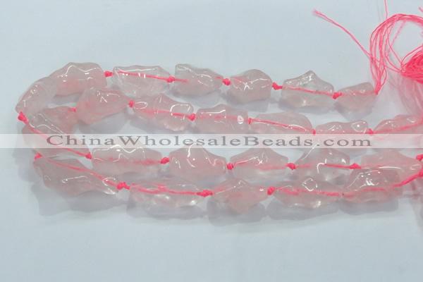 CNG422 15.5 inches 15*20mm - 22*34mm nuggets rose quartz beads