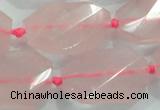 CNG480 15.5 inches 20*30mm twisted & faceted nuggets rose quartz beads