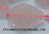 CNG481 15.5 inches 30*40mm twisted & faceted nuggets rose quartz beads