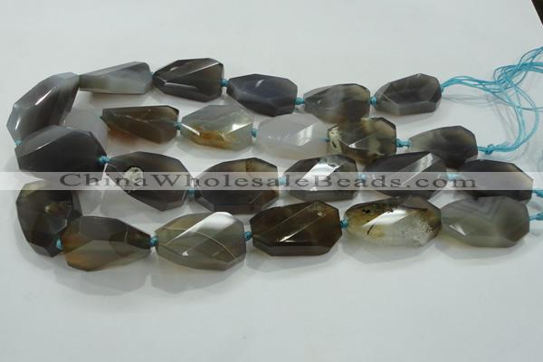 CNG494 15 inches 18*25mm – 22*32mm twisted & faceted nuggets agate beads