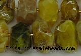 CNG5095 13*18mm - 15*20mm faceted nuggets yellow & green opal beads