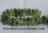 CNG5202 12*16mm - 15*20mm faceted nuggets green rutilated quartz beads