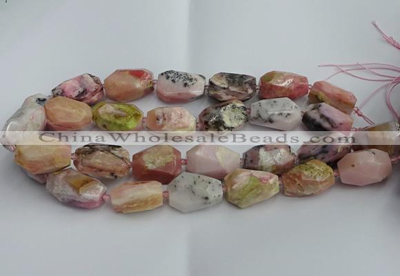 CNG5206 13*18mm - 15*25mm faceted nuggets pink opal gemstone beads