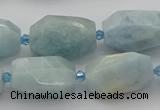 CNG5228 15.5 inches 12*16mm - 15*25mm faceted nuggets aquamarine beads