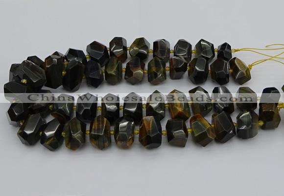 CNG5275 15.5 inches 12*16mm - 15*20mm faceted nuggets blue tiger eye beads