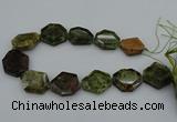 CNG5314 15.5 inches 20*30mm - 35*45mm freeform green garnet beads
