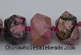 CNG5326 15.5 inches 12*16mm - 15*20mm faceted nuggets rhodonite beads