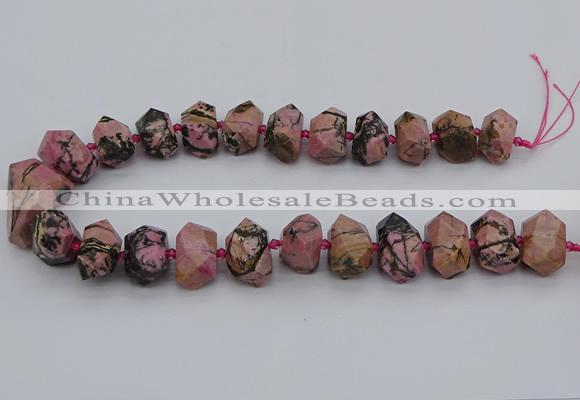 CNG5326 15.5 inches 12*16mm - 15*20mm faceted nuggets rhodonite beads