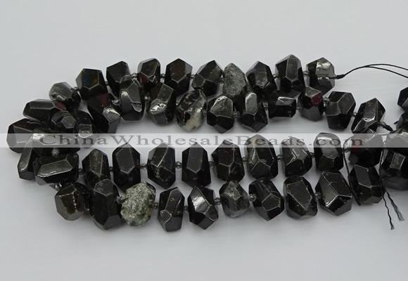 CNG5368 12*16mm - 15*20mm faceted nuggets black tourmaline beads