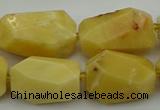 CNG5394 15.5 inches 12*16mm - 15*25mm faceted nuggets yellow jade beads