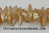 CNG5464 15.5 inches 6*10mm - 8*20mm nuggets plated quartz beads