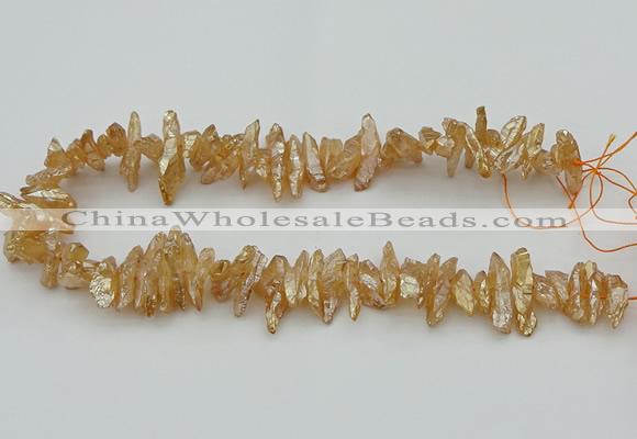 CNG5464 15.5 inches 6*10mm - 8*20mm nuggets plated quartz beads