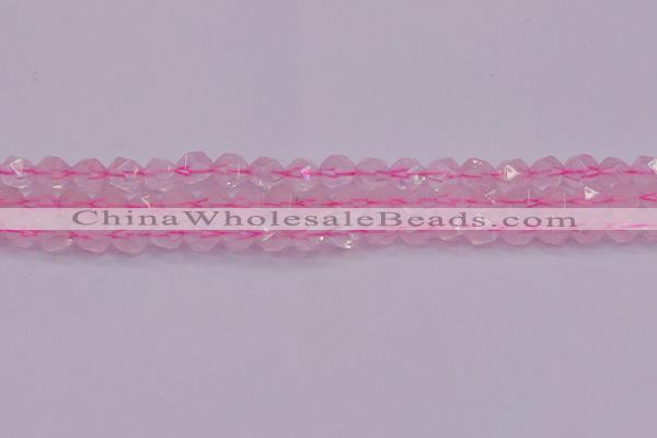 CNG5482 15.5 inches 8mm faceted nuggets rose quartz beads