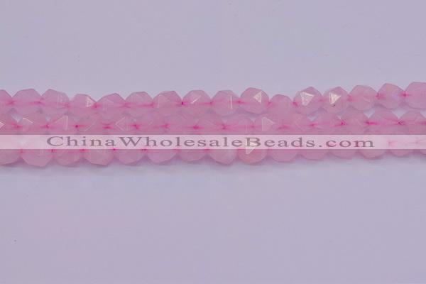 CNG5484 15.5 inches 12mm faceted nuggets rose quartz beads