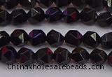 CNG5501 15.5 inches 6mm faceted nuggets black agate beads