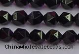 CNG5502 15.5 inches 8mm faceted nuggets black agate beads