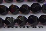 CNG5503 15.5 inches 10mm faceted nuggets black agate beads