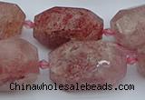 CNG5552 15*20mm - 18*28mm faceted nuggets strawberry quartz beads