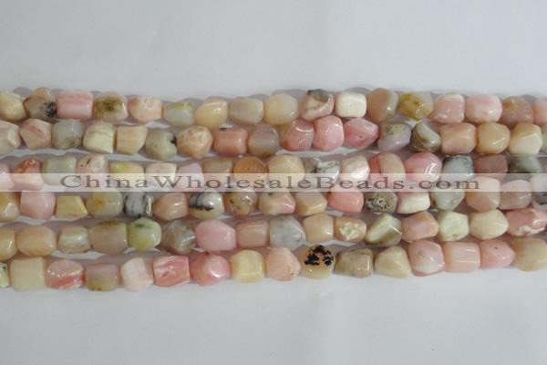 CNG556 15.5 inches 8*10mm nuggets pink opal gemstone beads