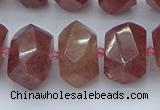 CNG5584 12*16mm - 15*20mm faceted nuggets strawberry quartz beads