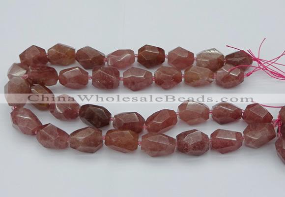 CNG5585 12*16mm - 15*25mm faceted nuggets strawberry quartz beads