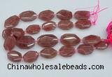 CNG5594 20*25mm - 25*35mm faceted freeform strawberry quartz beads