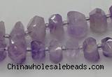 CNG5601 6*16mm - 8*18mm faceted nuggets lavender amethyst beads