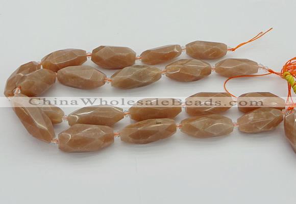 CNG5612 15.5 inches 15*35mm - 18*40mm faceted rice moonstone beads