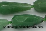 CNG5615 15*35mm - 18*45mm faceted teardrop green aventurine beads