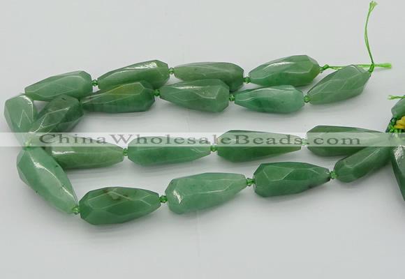 CNG5615 15*35mm - 18*45mm faceted teardrop green aventurine beads
