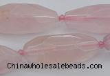 CNG5631 15.5 inches 15*35mm - 18*40mm faceted rice rose quartz beads