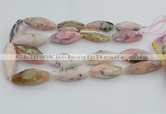 CNG5635 15.5 inches 15*35mm - 18*40mm faceted rice pink opal beads