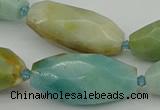 CNG5641 15.5 inches 15*35mm - 18*40mm faceted rice amazonite beads